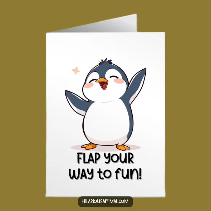 Free Printable Penguin Birthday Card: Clumsy Bird Laughing, Downloadable Funny Gift