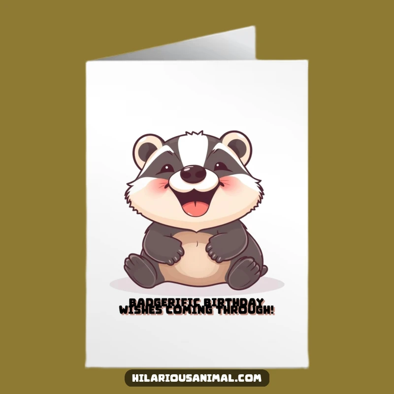 Free Printable Birthday Card: Delighted Badger Rolling with Joy - Funny Downloadable Gift