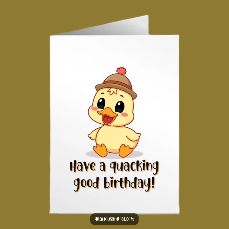 Free Printable Birthday Card: Funny Duck Hat Quack Greeting