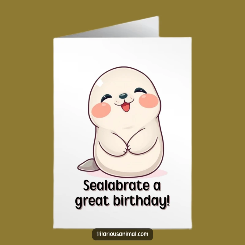 Free Printable Birthday Card: Giggling Seal Cub - Cute & Funny Downloadable Gift!