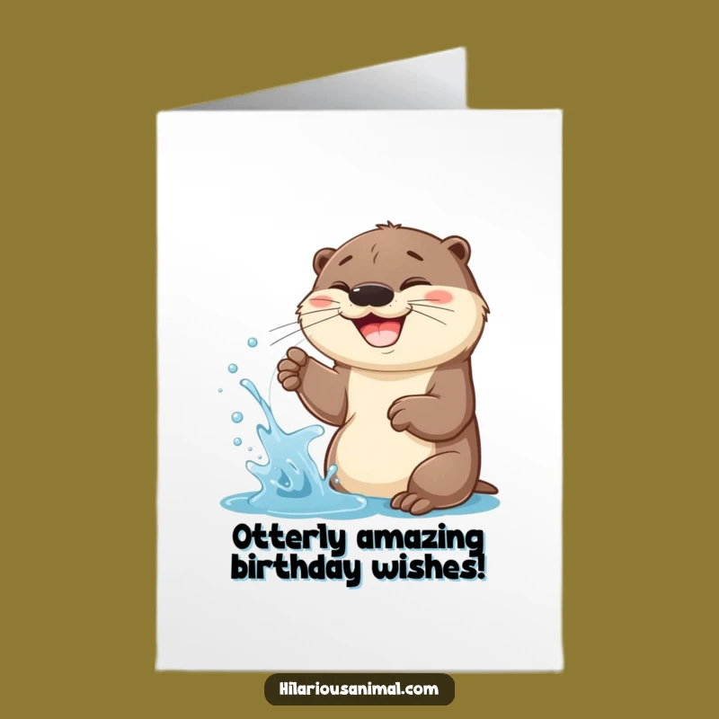 Free Printable Birthday Card: Grinning Otter Cub - Splashy Downloadable Gift!