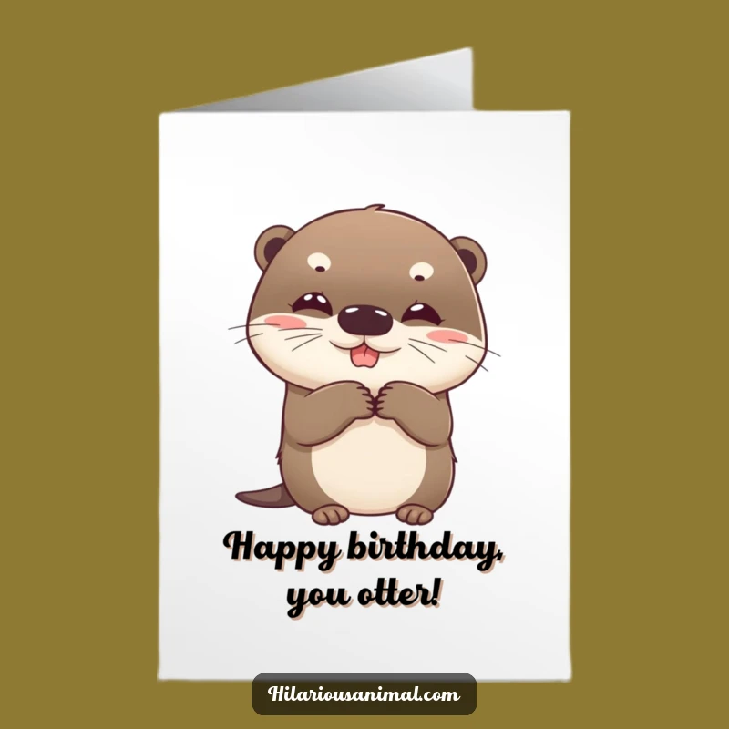 Free Printable Birthday Card: Otter Cub Giggle Downloadable Gift for Hilarious Celebrations
