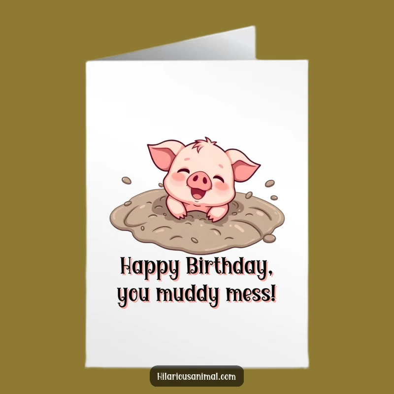 Free Printable Joyful Piglet Birthday Card - Muddy Messy Fun Downloadable Gift