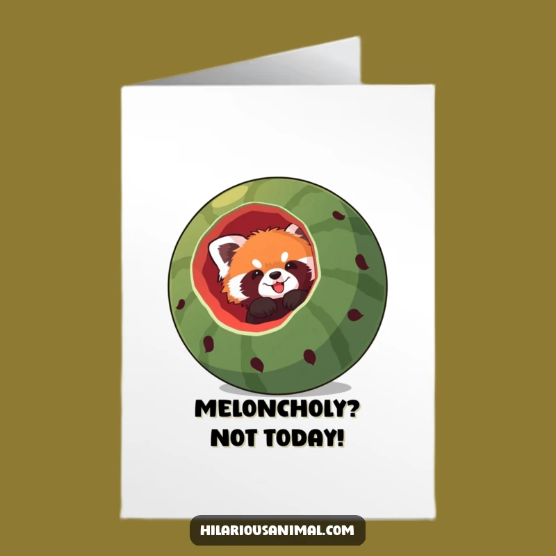 Free Printable Red Panda Watermelon Birthday Card: Funny Stuck Downloadable Gift