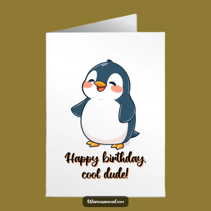 Free Printable Birthday Card: Penguin Chuckle Downloadable Gift for Belly Laughs