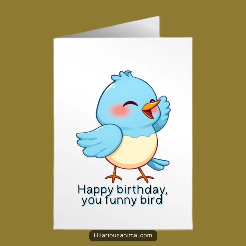 Free Printable Birthday Card: Blue Bird Cackle, Hilarious Downloadable Greeting for Laughs