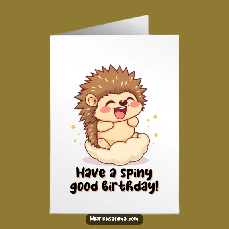 Free Printable Birthday Card: Laughing Hedgehog Cub - Rolling Downloadable Gift!