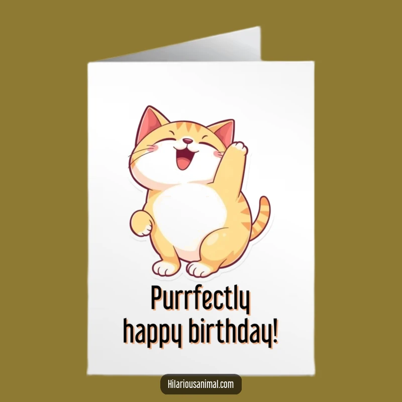Free Printable Birthday Card: Happy Cat Chattering, Funny Downloadable Gift for Cat Lovers