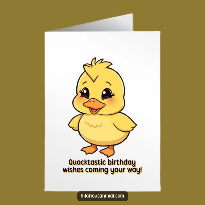 Free Printable Birthday Card: Wobbly Duckling Quacking Funny Downloadable Gift