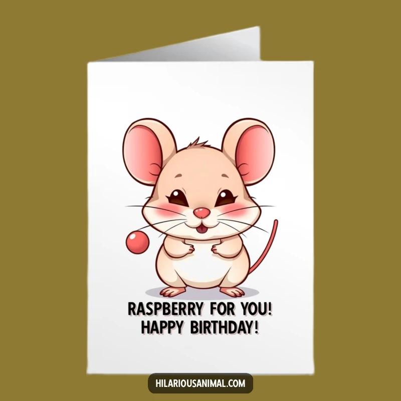 Free Printable Funny Mouse Birthday Card - Raspberry Blowing Downloadable Gift for Cheeky Fun