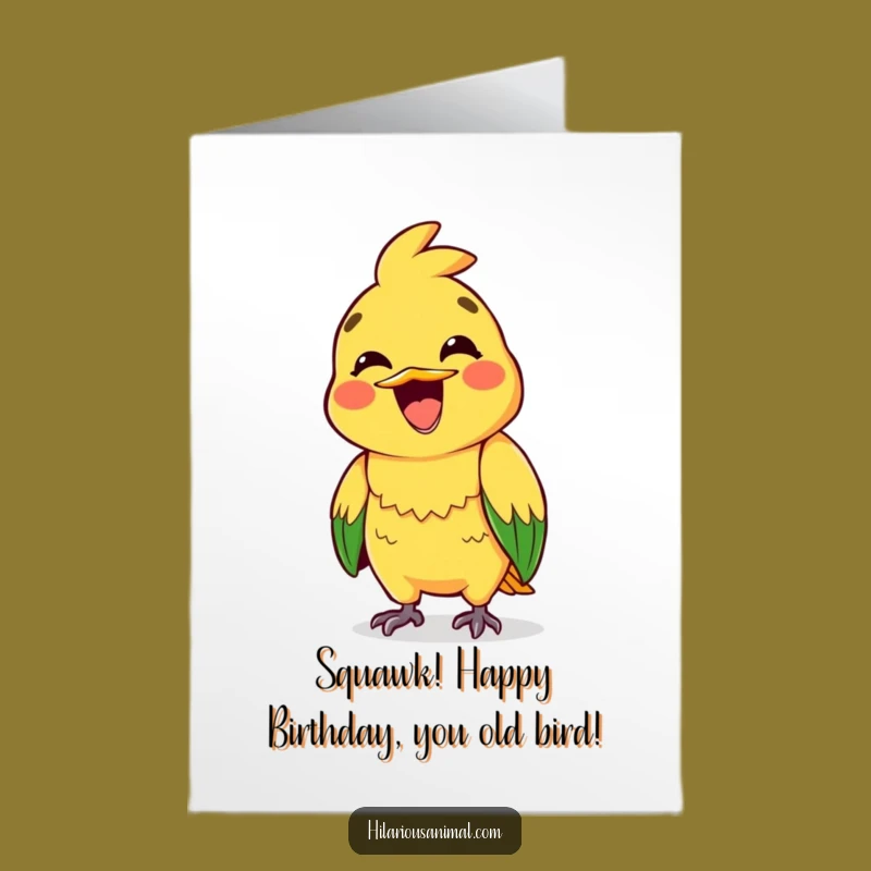Free Printable Birthday Card: Excited Parrot Squawking Happy Birthday Downloadable