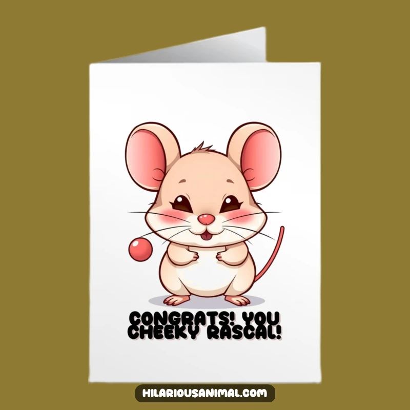 Free Printable Cheeky Mouse Congrats Card - Raspberry Blow Downloadable Gift for a Guffaw
