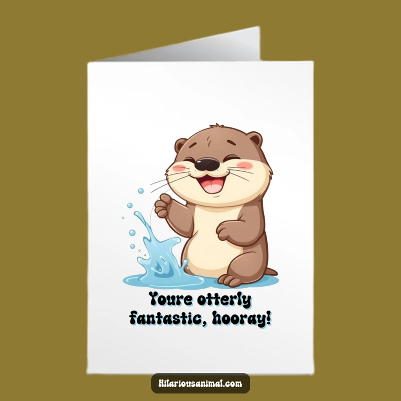 Free Printable Congrats Card: Grinning Otter Cub - Joyful Downloadable Gift!