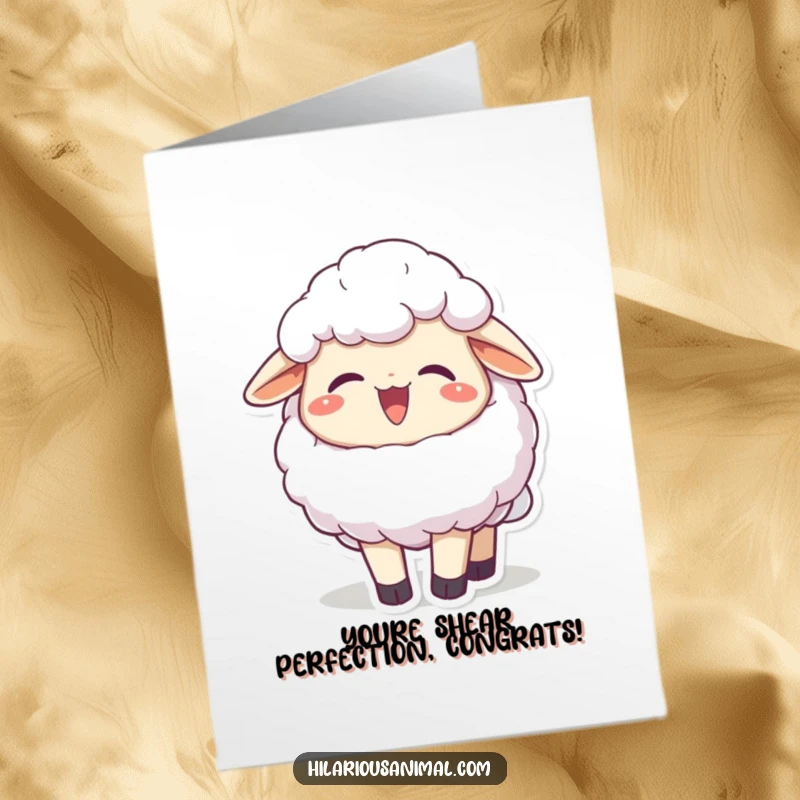 Funny Free Printable Congratulations Card: A joyful sheep chuckling heartily, offering a hilarious downloadable gift.