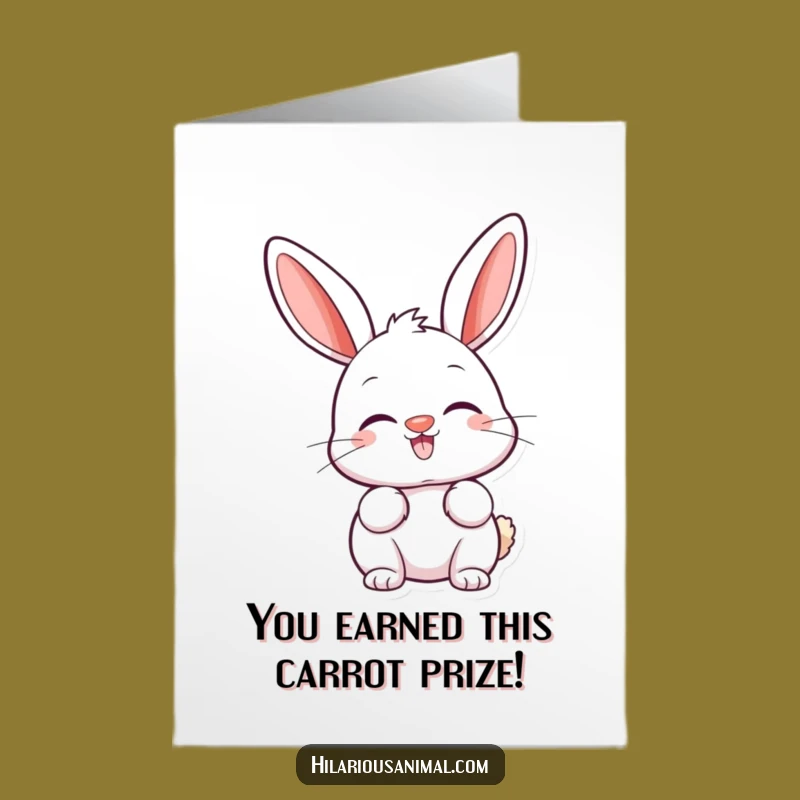 Free Printable Happy Bunny Congrats Card - Amused Bunny Twitching Nose Celebration Downloadable