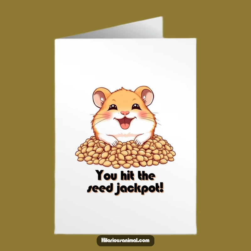 Free Printable Joyful Hamster Congrats Card - Grinning Hamster Seeds Celebration Downloadable