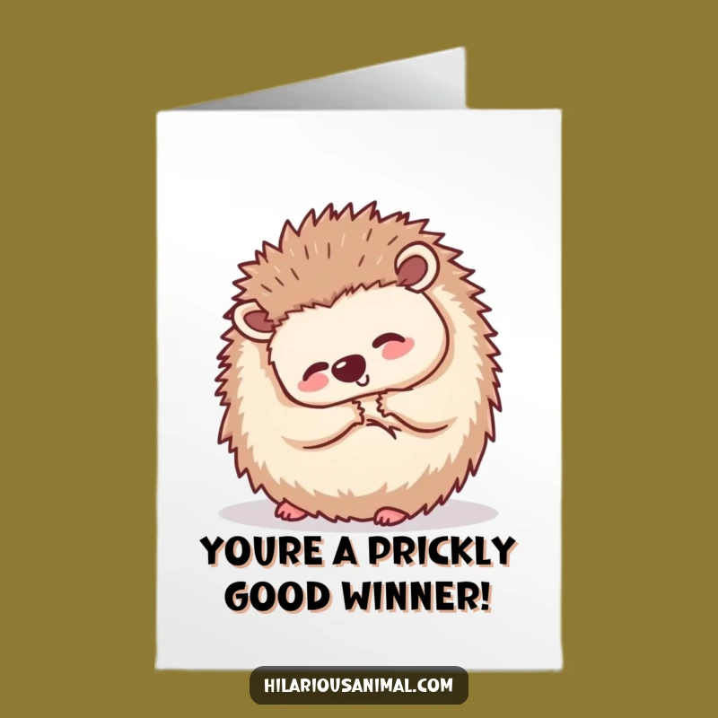 Free Printable Laughing Hedgehog Congrats Card: Adorable Downloadable Gift for Celebrating Success