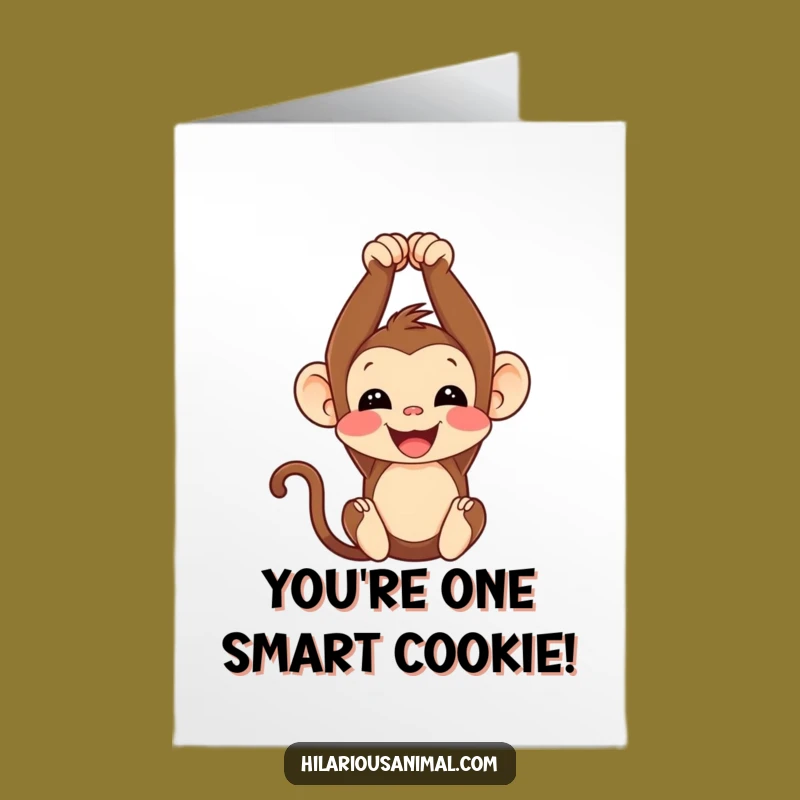 Free Printable Monkey Congratulations Card: Funny Cub's Chuckles Downloadable Greeting