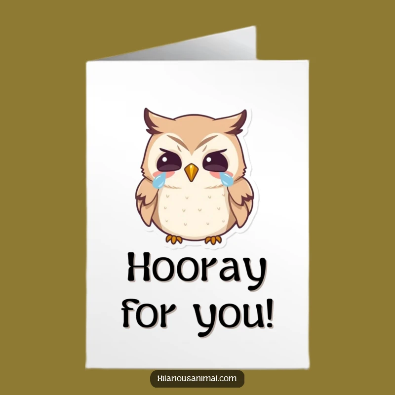 Free Printable Card: Laughing Owl Congratulations Downloadable Gift for Uncontrollable Cheers