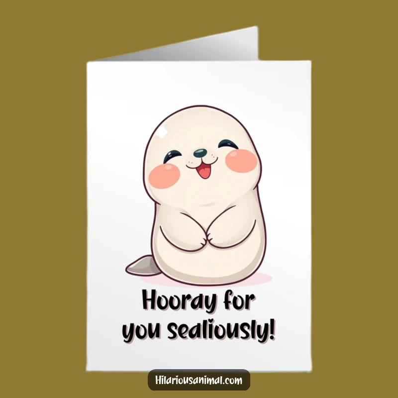 Free Printable Congrats Card: Giggling Seal Cub - Cheerful Downloadable Gift!