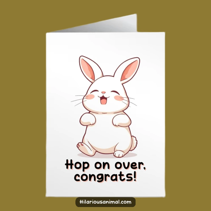 Free Printable Rabbit Congratulations Card: Belly Laughing Bunny Downloadable Success
