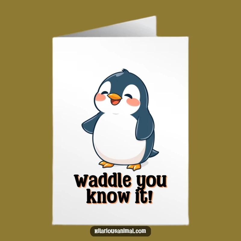 Free Printable Card: Laughing Penguin Congratulations Downloadable Gift for Joyful Cheers