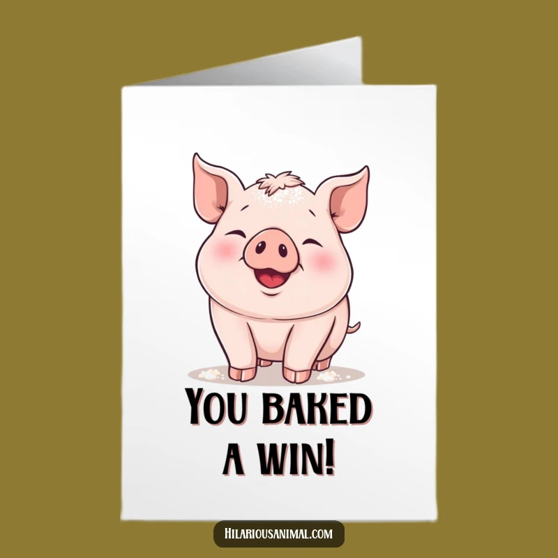 Free Printable Piglet Flour Congrats Card: Funny Delight Downloadable Surprise