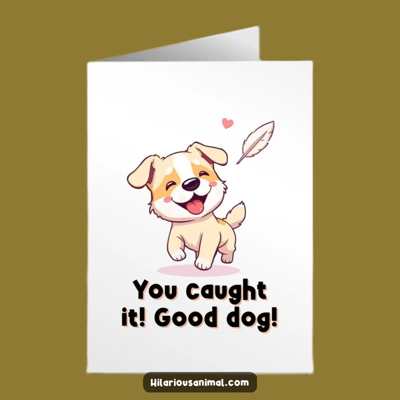 Free Printable Congrats Card: Doggy Feather Chase Celebration Downloadable
