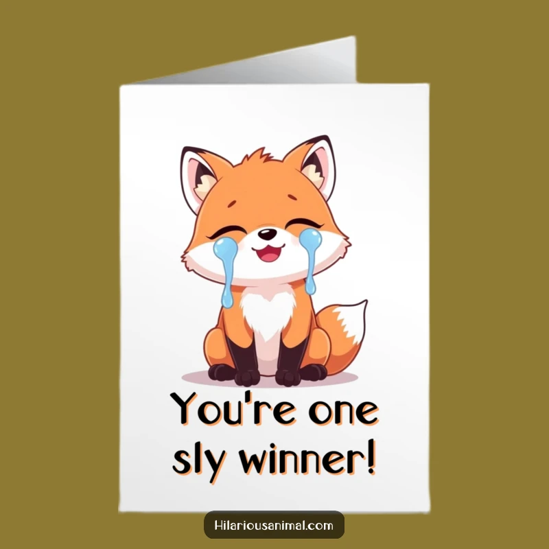 Congrats Free Printable Card: Laughing Fox Tears Downloadable for Joyful Moments