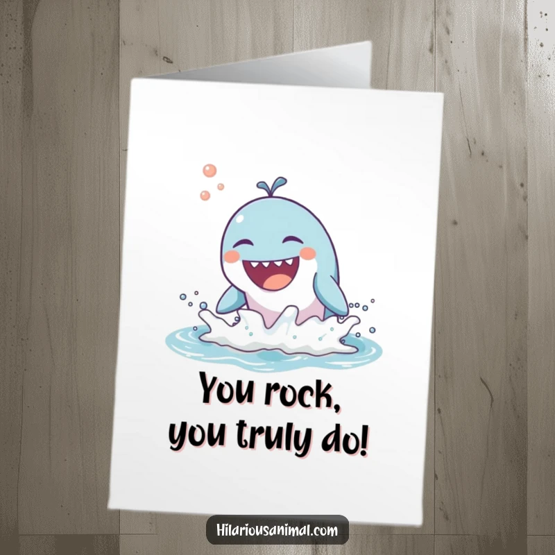 Funny Free Printable Congratulations card with a laughing whale celebrating a major accomplishment with a big splash.