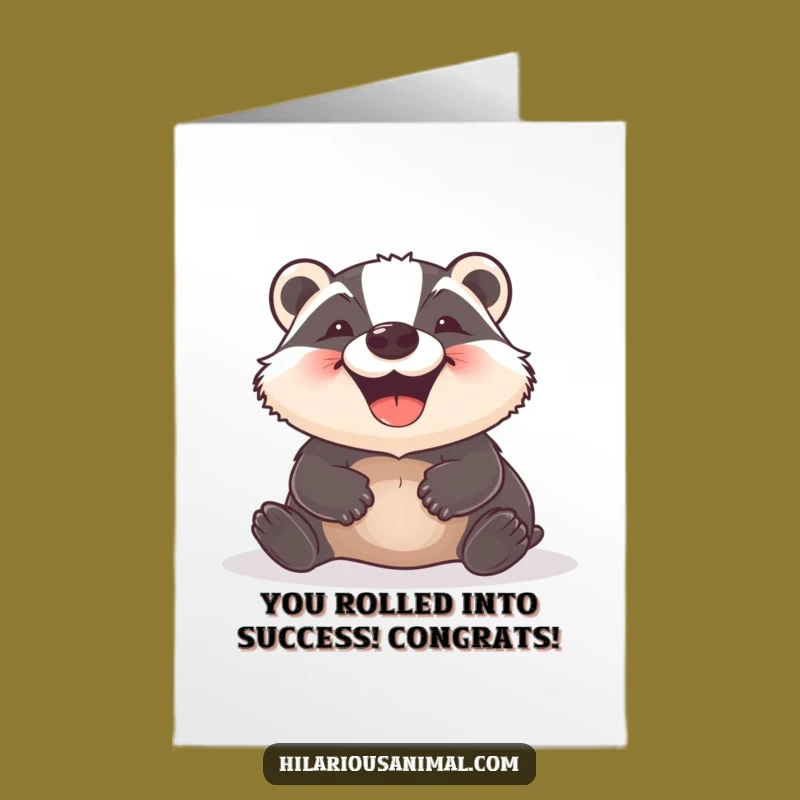 Free Printable Congrats Card: Happy Badger Rolling - Funny Downloadable Gift for Any Occasion