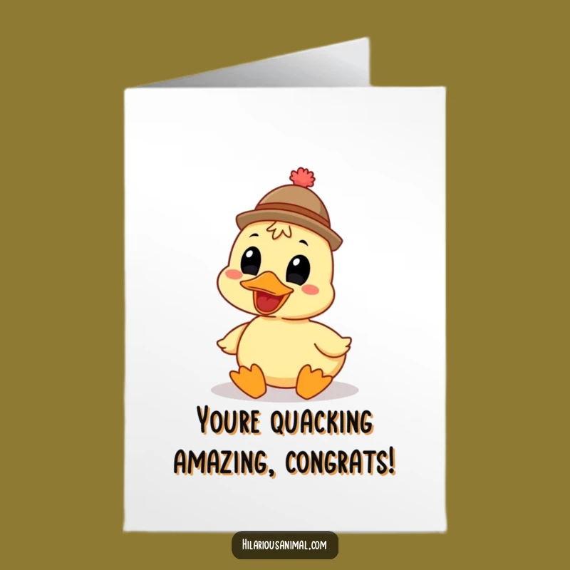 Free Printable Congrats Card: Funny Duck Hat Quacking Cheer