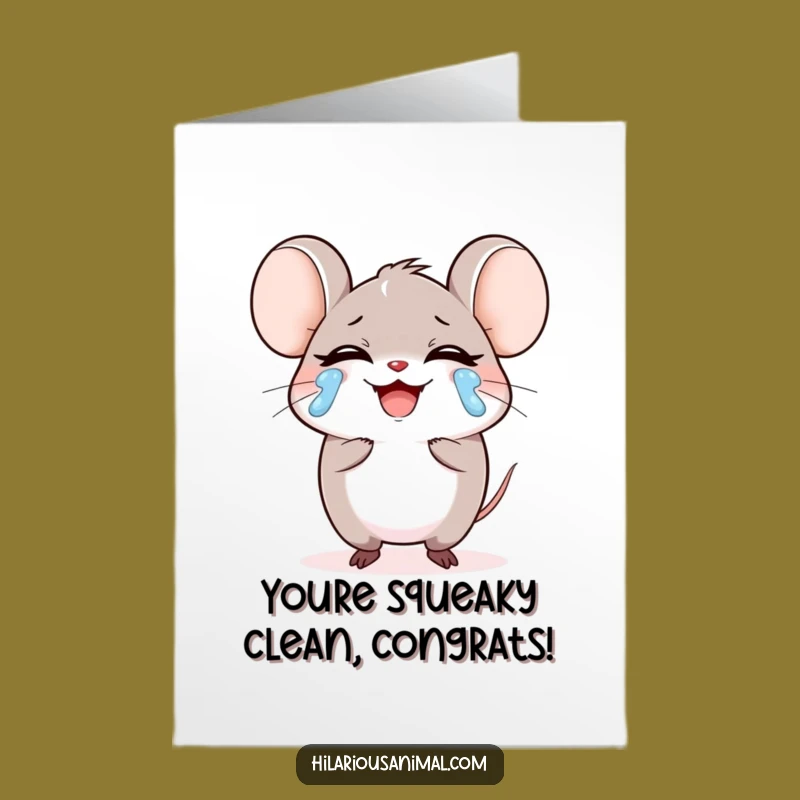 Free Printable Congrats Card: Laughing Mouse Cheers with Tears for Your Win!