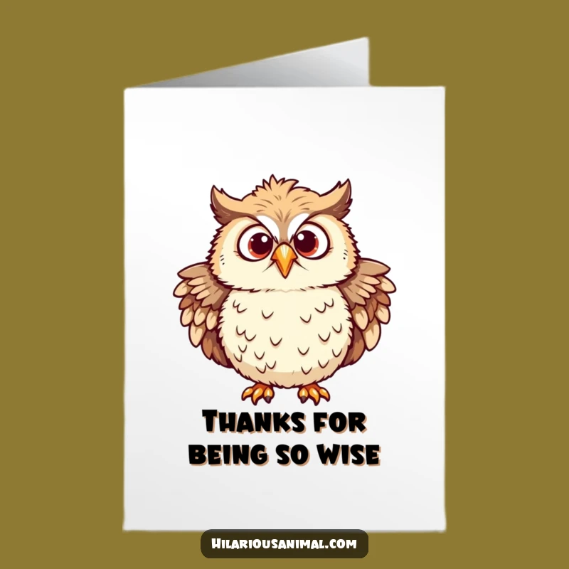 Free Printable Chuckling Owl Thank You Card - Mirthful Owl Ruffled Feathers Gratitude Downloadable