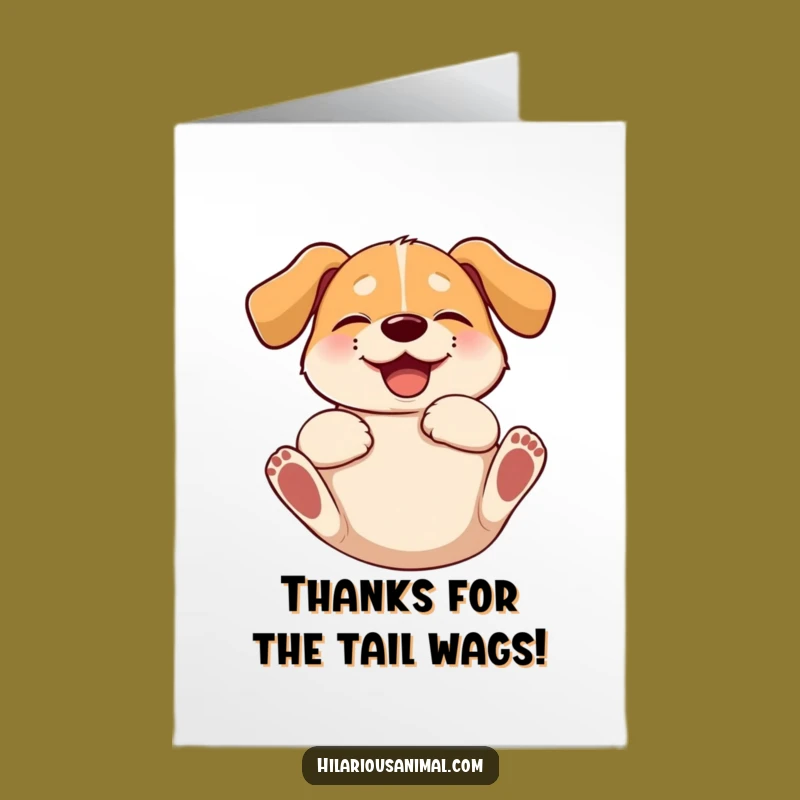 Free Printable Giggling Dog Thank You Card - Hilarious Dog Rolling with Gratitude Downloadable Gift