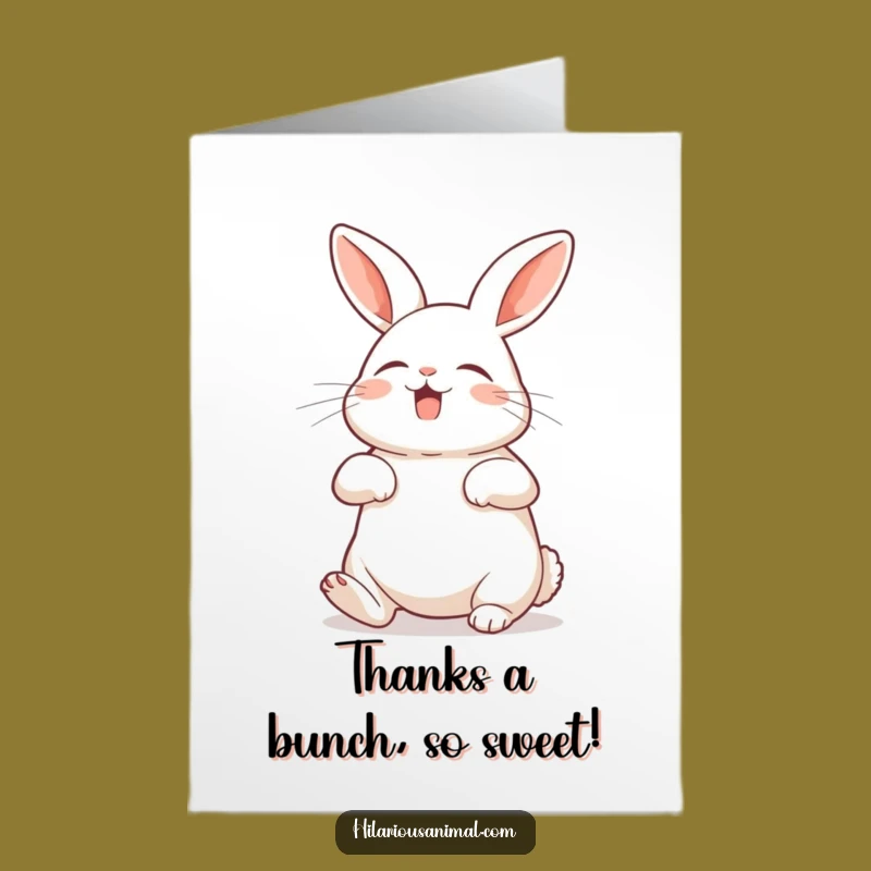 Free Printable Rabbit Thank You Card: Belly Laughing Bunny Downloadable Gratitude
