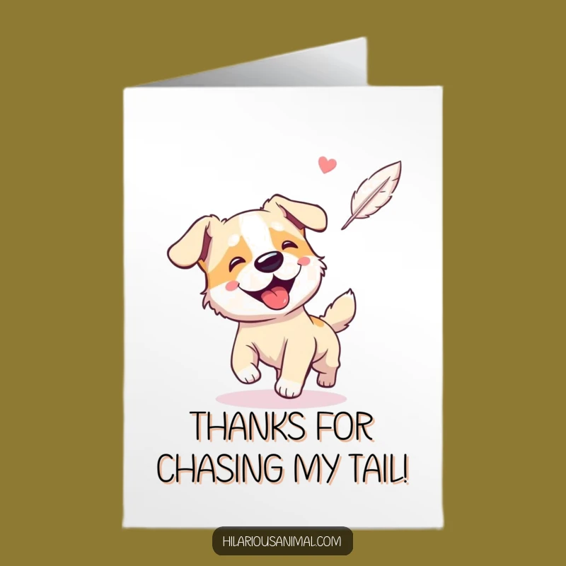 Free Printable Thank You Card: Doggy Feather Chase Gratitude Downloadable
