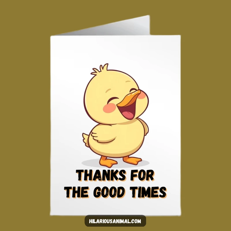Free Printable Thank You Card: Laughing Duckling Downloadable Gift for Grateful Quacks