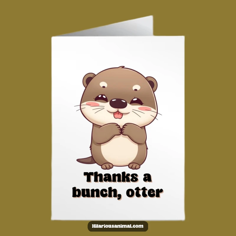 Free Printable Thank You Card: Otter Cub Giggle Downloadable Gift for Grateful Smiles