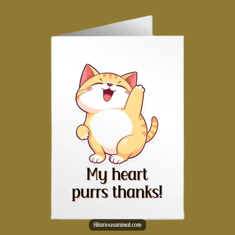 Free Printable Thank You Card: Happy Cat Chattering, Funny Downloadable Gift for Showing Appreciation