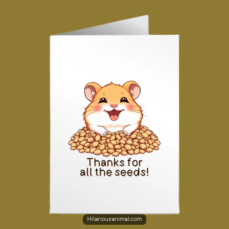Free Printable Joyful Hamster Thank You Card - Grinning Hamster Seeds Gratitude Downloadable