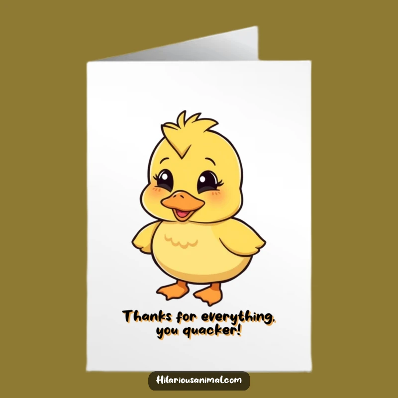Free Printable Thank You Card: Wobbly Duckling Quacking Gratitude Funny Downloadable Gift