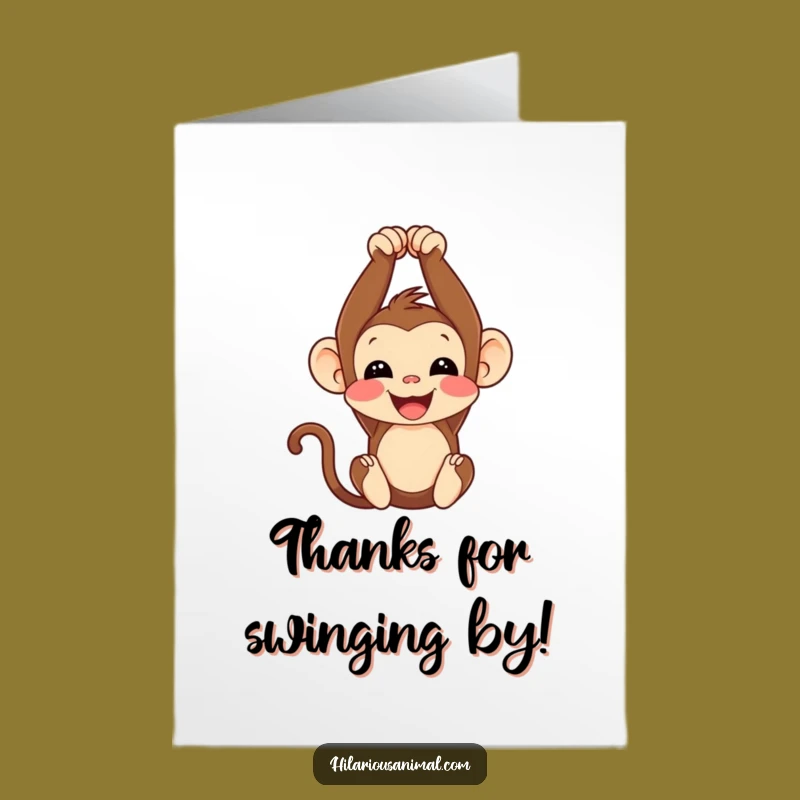 Free Printable Monkey Thank You Card: Funny Cub Chuckles Downloadable Gratitude Greeting