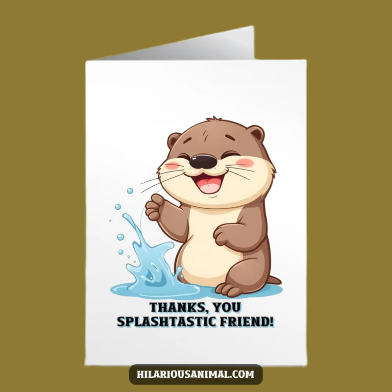 Free Printable Thank You Card: Grinning Otter Cub - Fun Downloadable Gift!