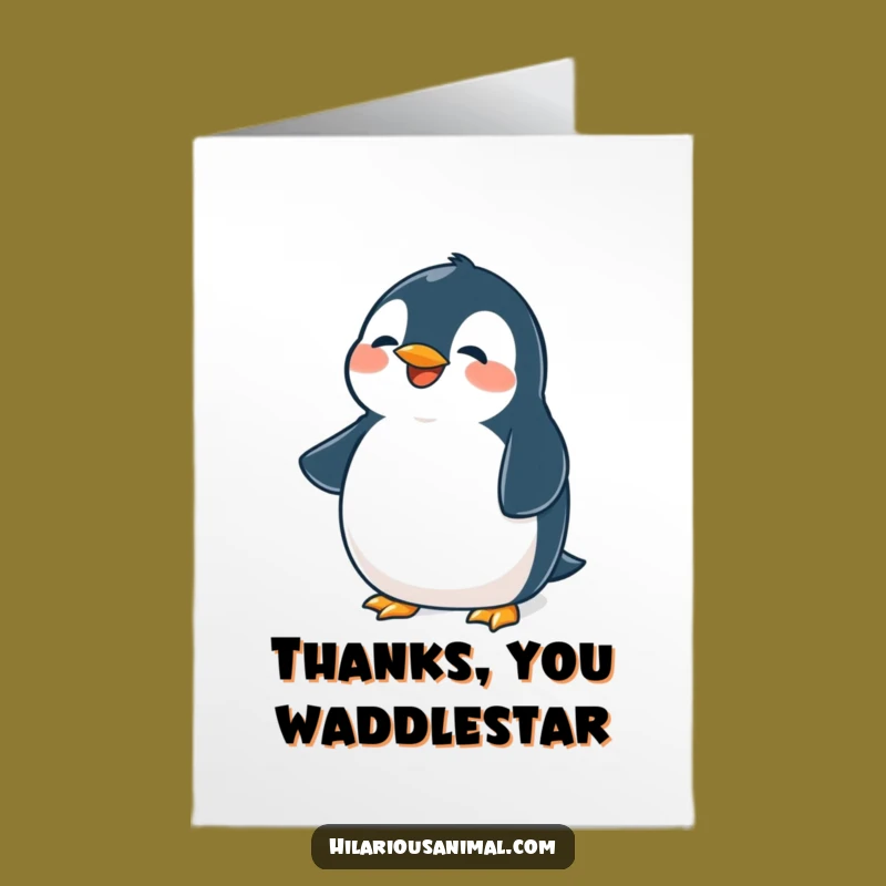 Free Printable Thank You Card: Penguin Chuckle Downloadable Gift for Grateful Giggles