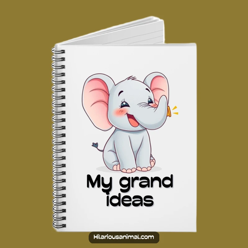 Funny Elephant Cub Notebook - Jot Down Ideas with Joyful Trumpets