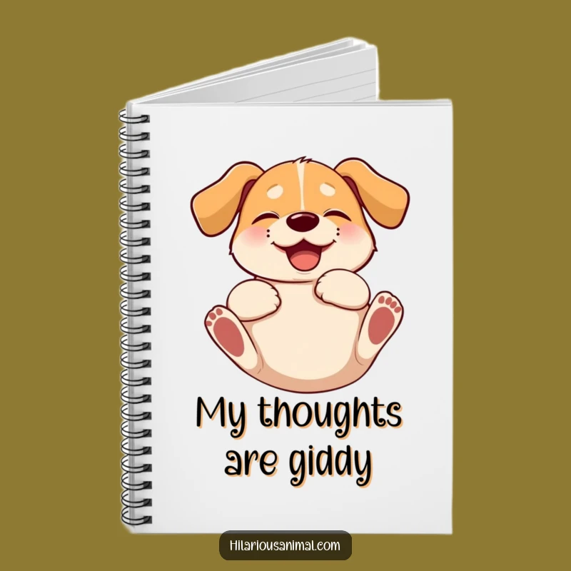 Funny Giggling Dog Notebook - Floppy Eared Pup Rolling with Glee, Jot Down Laughs!