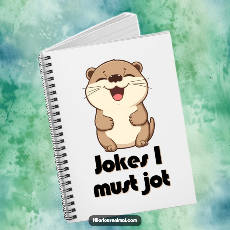 Funny otter notebook cover with a laughing otter design, inspiring joyful note-taking.