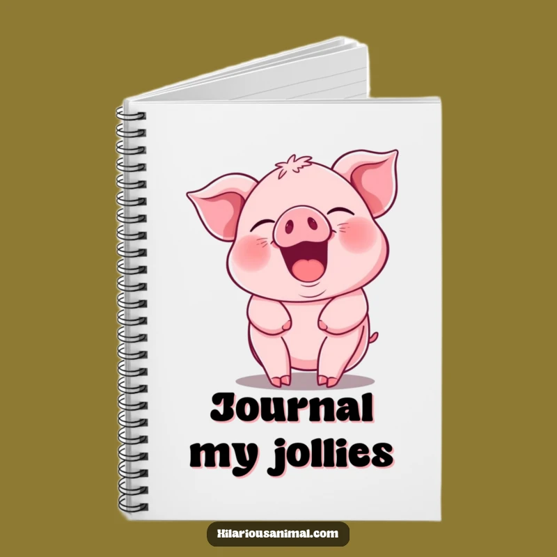 Funny Piglet Guffawing Notebook - Jiggling Pink Piggy Journal Gift
