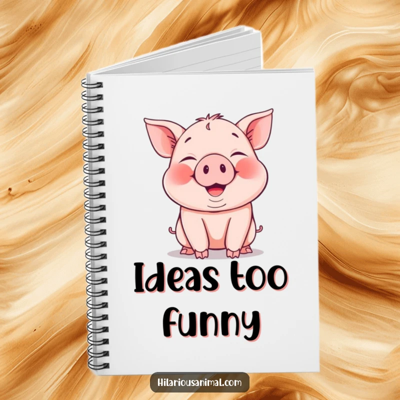 Funny Piglet Notebook with a cheerful piglet snorting with laughter on the cover, perfect for creative minds.
